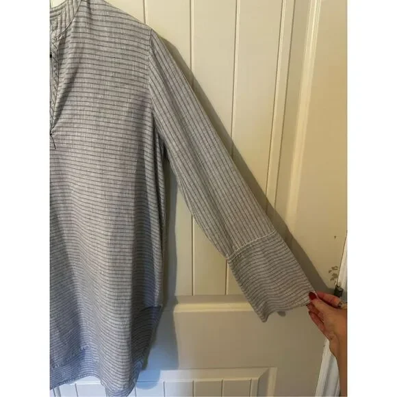 Madewell Split Cuff Gray Cotton Tunic Women Top Weathered Concrete Size XS H3939 - Picture 7 of 13